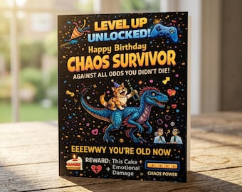 Dungeon Crawler Carl Inspired Birthday Card, Funny Card for him, LitRPG Gamer Humor Meme Birthday Gift