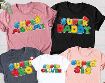 Custom Family Super Mario Shirts, Super Mario Family Matching Shirts, Custom Super Mario Shirt, Super Custom Shirt, Mario Character shirt