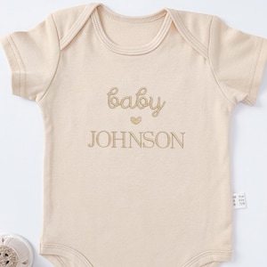 Personalized Embroidered Pregnancy Announcement Baby Onesie, Custom Name Baby Bodysuit, Baby Coming Home Outfit