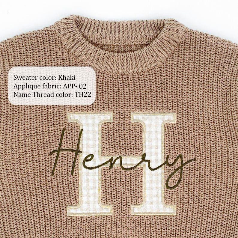 Baby Name Sweater Applique Embroidered Baby Sweater, baby boy gift, toddler boy gift, birthday gift for kids bild 7