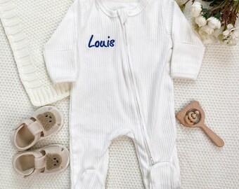 Personalized gift baby zip romper, embroidered grow newborn essentials, custom new baby gifts