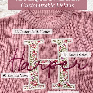 Baby Name Sweater Applique Embroidered Baby Sweater, baby boy gift, toddler boy gift, birthday gift for kids bild 8