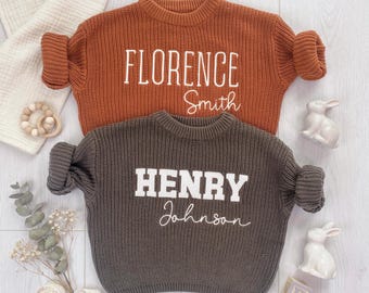 First Birthday Gift Custom Name Embroidered Sweater – Gifts for Kids, Baby Name Sweater, Baby Keepsake