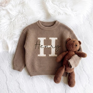 Baby Name Sweater Applique Embroidered Baby Sweater, baby boy gift, toddler boy gift, birthday gift for kids