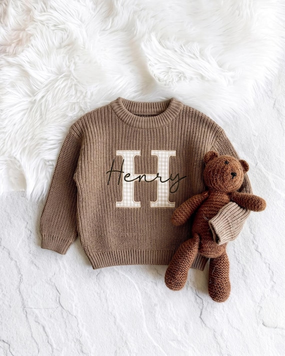 Baby Name Sweater Applique Embroidered Baby Sweater, baby boy gift, toddler boy gift, birthday gift for kids