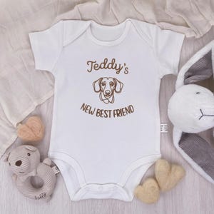Newborn Gift Baby Onesie, personalized custom baby gift, custom baby onesie, custom dog baby onesie