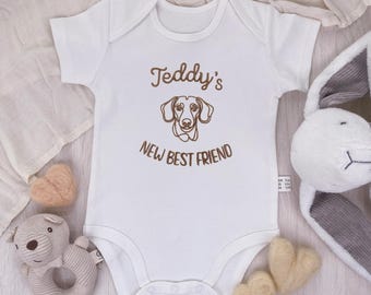 Newborn Gift Baby Onesie, personalized custom baby gift, custom baby onesie, custom dog baby onesie