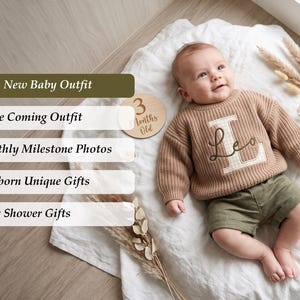 Baby Name Sweater Applique Embroidered Baby Sweater, baby boy gift, toddler boy gift, birthday gift for kids bild 10