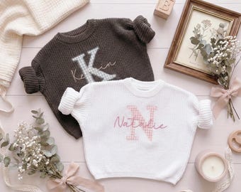 Kids Name Sweater Applique Embroidered Baby Sweater, gifts for kids, birthday gift for kids