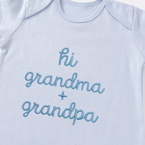 Embroidered Baby Announcement Onesie Hi Grandma Grandpa, Pregnancy Announcement to Grandparents, Promoted To Grandma
