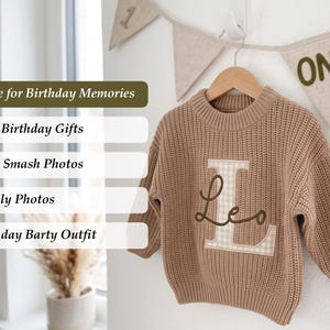 Baby Name Sweater Applique Embroidered Baby Sweater, baby boy gift, toddler boy gift, birthday gift for kids bild 11