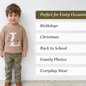 Baby Name Sweater Applique Embroidered Baby Sweater, baby boy gift, toddler boy gift, birthday gift for kids bild 12