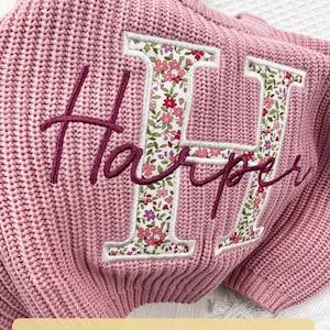 Baby Name Sweater Applique Embroidered Baby Sweater, baby boy gift, toddler boy gift, birthday gift for kids bild 6