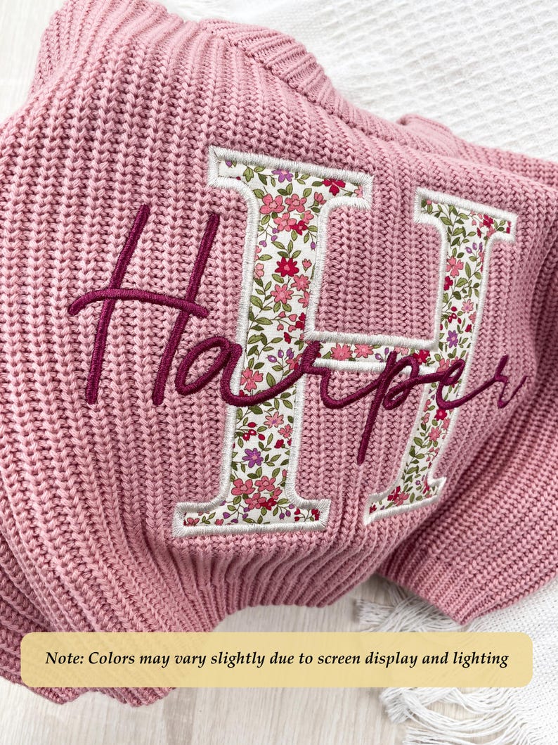 Baby Name Sweater Applique Embroidered Baby Sweater, baby boy gift, toddler boy gift, birthday gift for kids bild 6