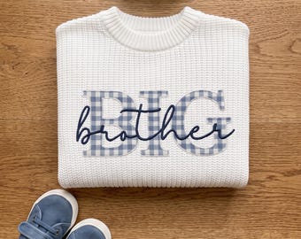 Personalized Big Brother Jumper, Preppy Chunky Knit, Toddler Boy Gift, Matching Sibling Outfit, Pregnancy Announcement