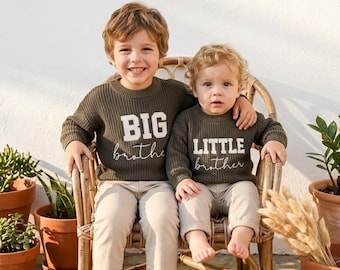 Sibling matching sweaters, personalized big bro and little bro outfit, family timeless keepsake
