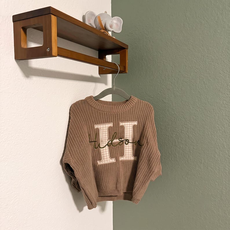 Baby Name Sweater Applique Embroidered Baby Sweater, baby boy gift, toddler boy gift, birthday gift for kids bild 4