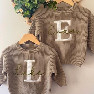 Baby Name Sweater Applique Embroidered Baby Sweater, baby boy gift, toddler boy gift, birthday gift for kids bild 5