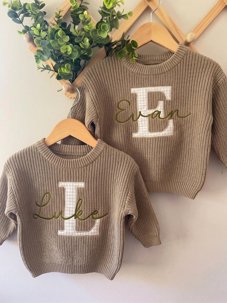 Baby Name Sweater Applique Embroidered Baby Sweater, baby boy gift, toddler boy gift, birthday gift for kids bild 5