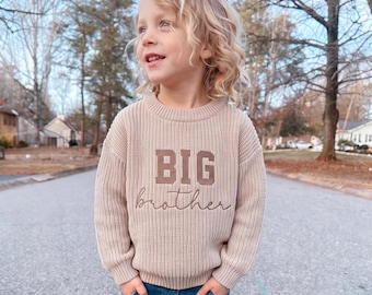 Big Brother Gift Custom Name Embroidered Sweater – Pregnancy Announcement for Toddlers