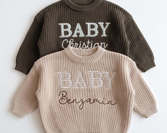 Neutral Gender Baby Home Coming Outfit, Applique Embroidered  Newborn Keepsake, Birth Announcement Sweater