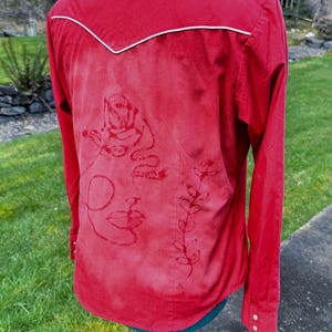 Red Button Down Shirt | Upcycled Bleach Dye Top, One-of-a-Kind Slow Fashion
