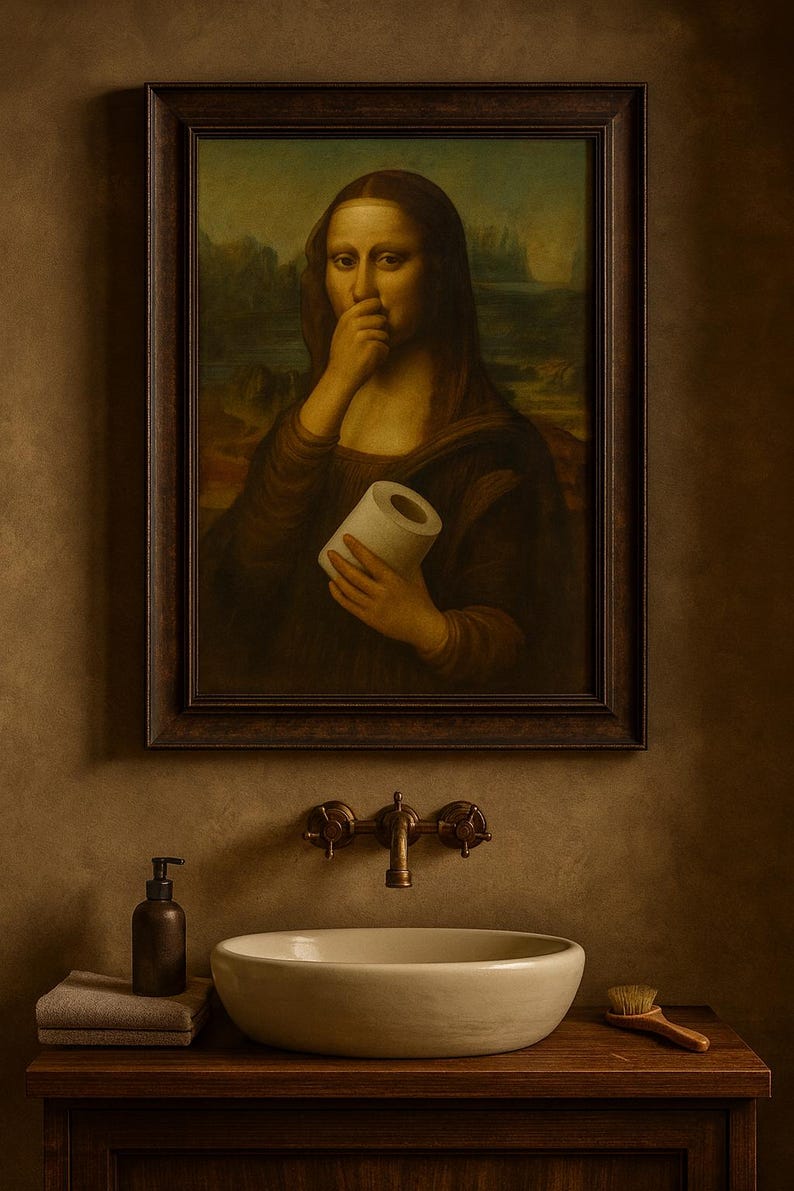 Funny Mona Lisa Bathroom Art – Toilet Paper Wall Decor – Digital ...