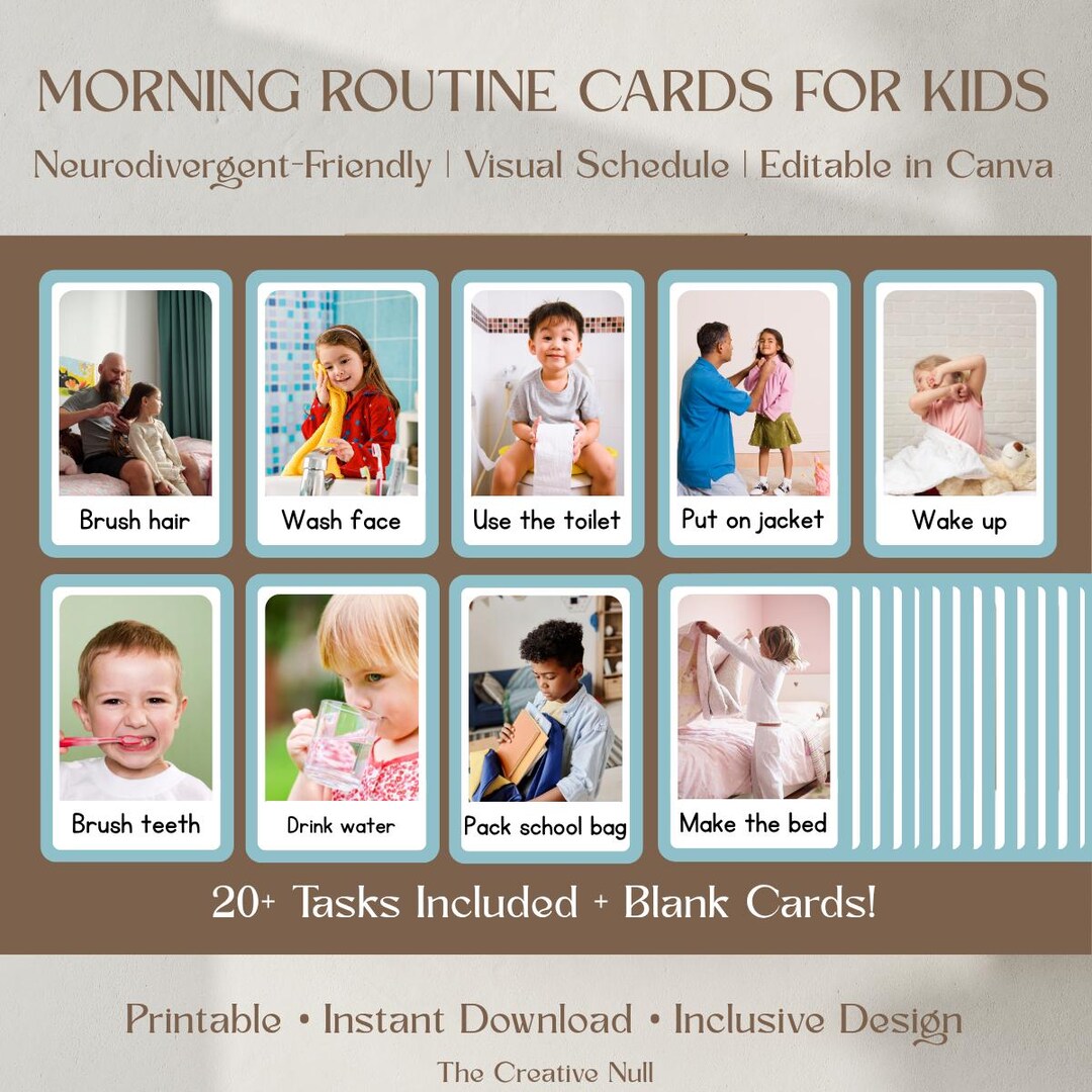 Morning Routine Cards for Kids | Autism ADHD Visual Schedule ...