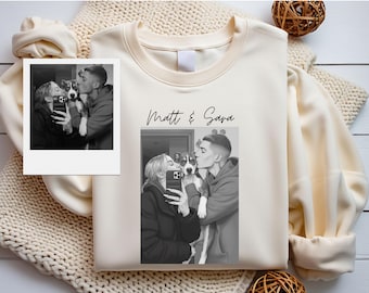 Personalized Couple Portrait Sweatshirt, Custom Photo Drawing Gift, Anniversary Illustration Shirt, Matching Outfit For Him And Her