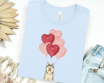 Dog Valentine Sweatshirt, Heart Balloons, Pet Lover Gift