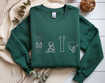 Skiing Sweatshirt, Outdoor Snow Lover Gift, Winter Apres Ski Club