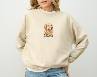 Custom Dog Portrait Sweatshirt, Personalized Pet Lover Gift