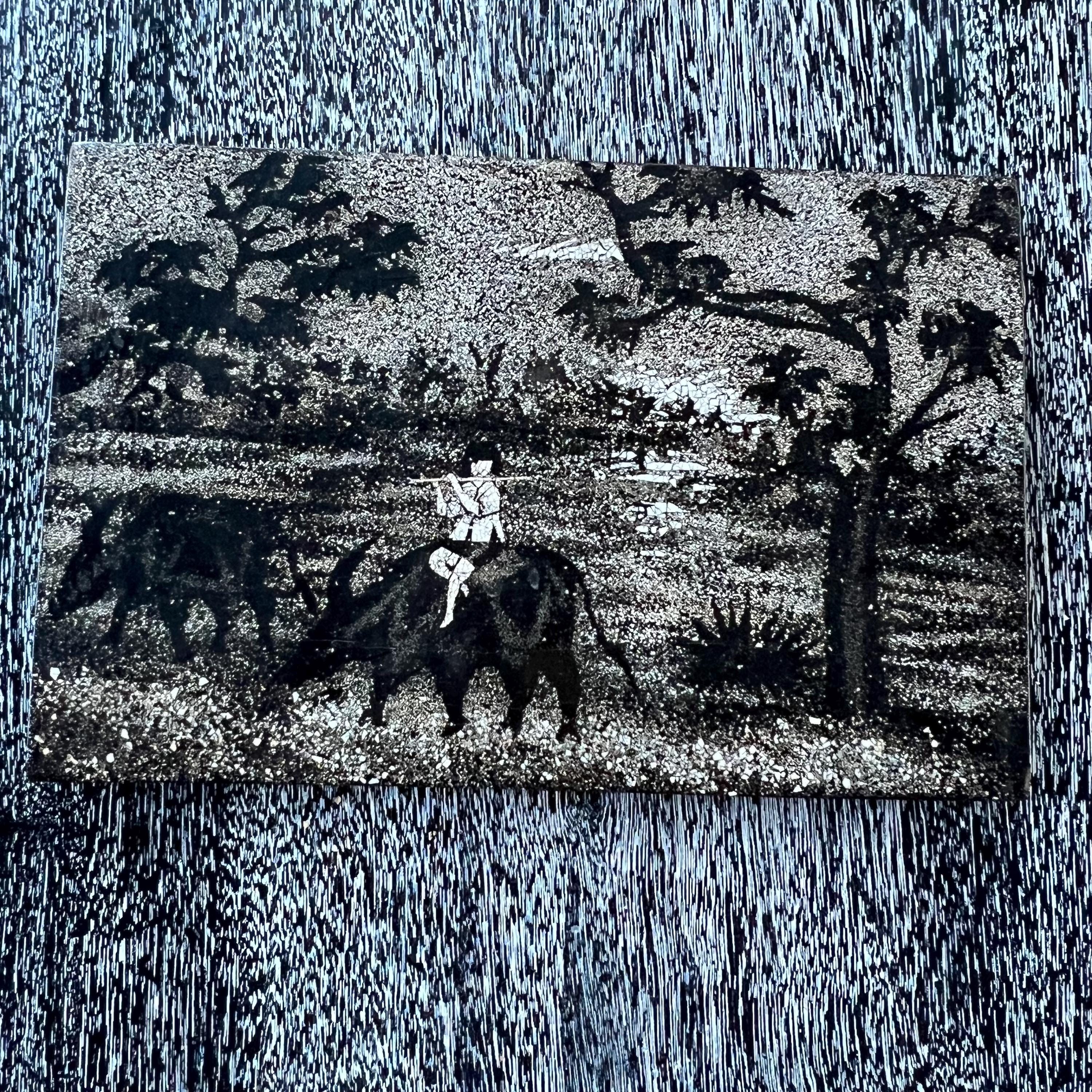 ヴィンテージアジア - ベトナム手塗りブラックラッカーウォールアート Vietnamese Black Lacquer Art - Etsy