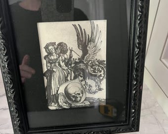 Lámina enmarcada profesionalmente de Albrecht Dürer "Escudo de armas con una calavera".