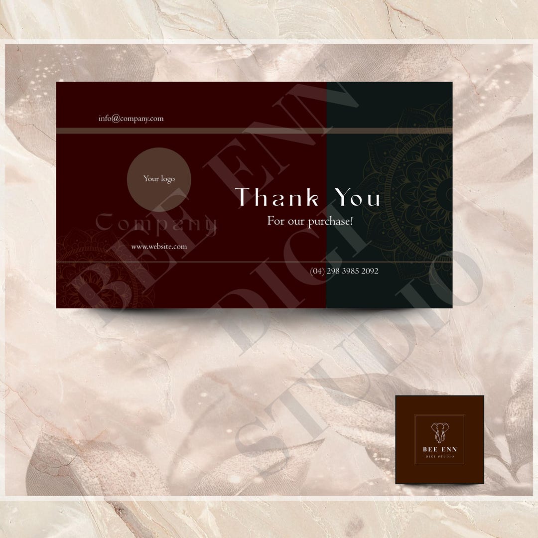 Luxury Thank You Card Template | Dark Color | Canva DIY (digital ...