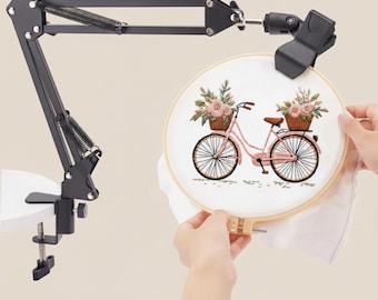 Adjustable Embroidery Hoop Holder: Clamp on table Needlework