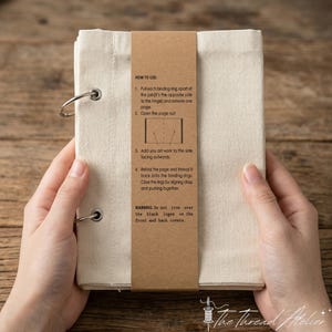 Libro de práctica de bordado en lino, carpeta de muestras de puntadas a mano, cuaderno de bocetos de tela para bordadores.