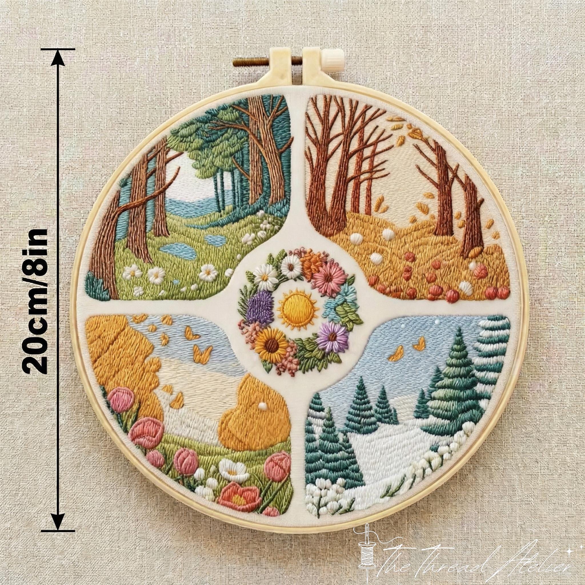 Four Seasons Embroidery Kit – Floral Landscape DIY Hoop Art for ...