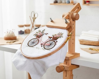 Adjustable and Comfortable Wooden Embroidery Hoop Holder: Clamp-On Table Needlework Stand