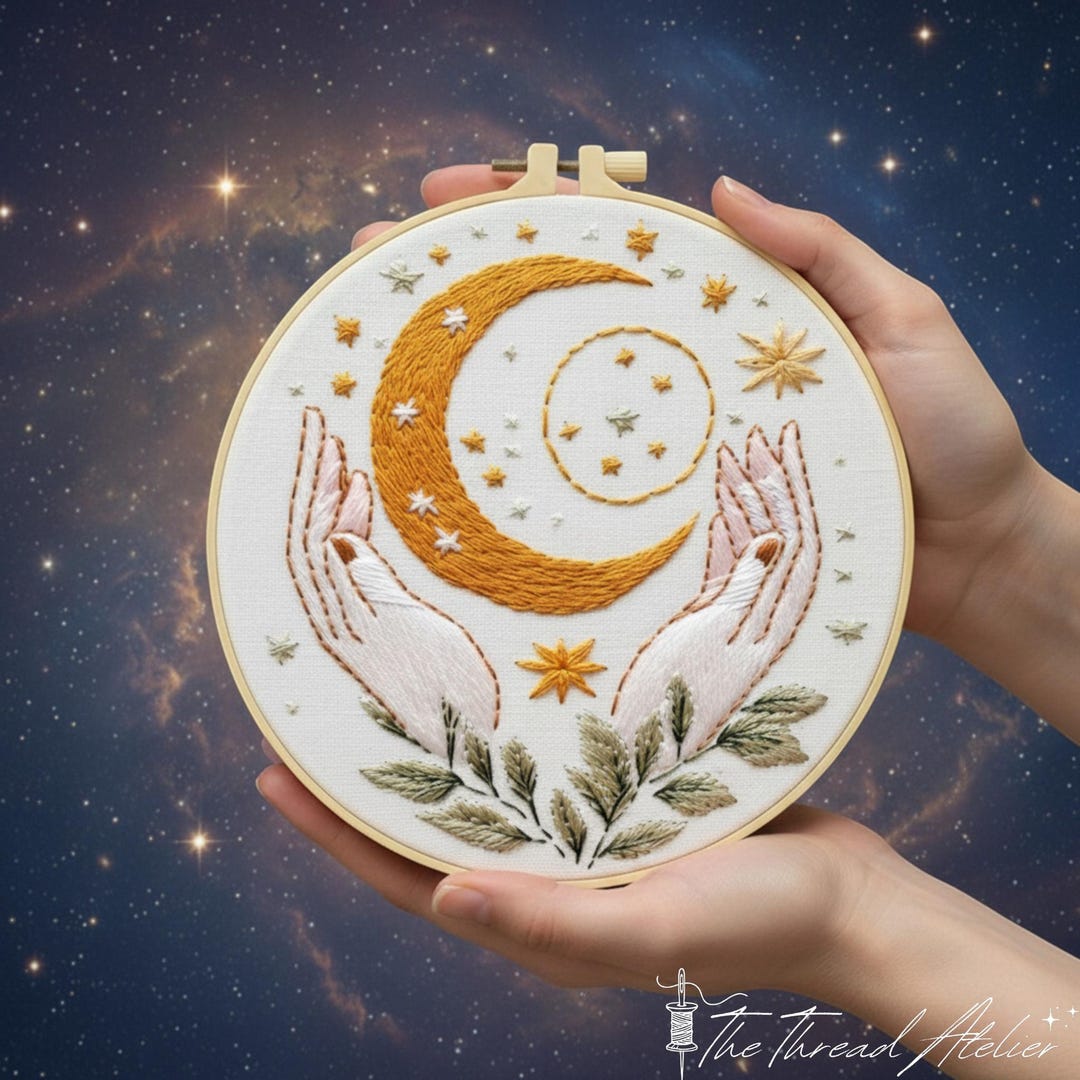 Mystic Moon Embroidery Kit for Beginners: Celestial Needlework - Etsy