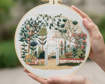 Garden Embroidery Kit for Beginners: Modern Botanical DIY Hoop Art