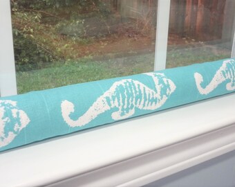 Door Draft Stopper Draft Dodger Door Draft Stop Draft Buster Ocean Blue Aqua Seahorse Nautical Door Draft Stop