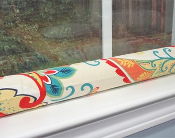 Door Draft Stopper Draft Dodger Door Draft Stop Draft Buster Ivory Red Orange Blue Green Paisley Whimsy Door Draft Stop
