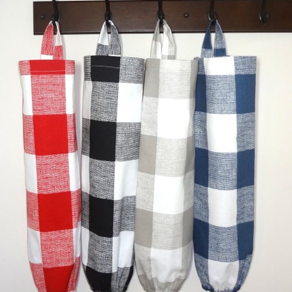 Plastic Bag Holder Grocery Bag Storage Kitchen Bag Storage Buffalo Checked Plaid Storage Bag Holder