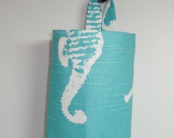 Plastic Bag Holder Grocery Bag Holder Storage Kitchen Bag Storage Blue Seahorse Nautical