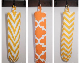 Plastic Bag Holder Grocery Bag Storage Kitchen Bag Storage Yellow Ivory Chevron Pumpkin Fynn Storage Bag Holder