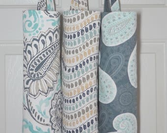 Plastic Bag Holder Grocery Bag Storage Kitchen Bag Storage Blue Paisley Geometric Grey Paisley Storage Bag Holder