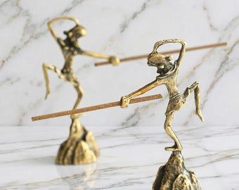 Porta incienso del Rey Mono, incensario de bronce, mini adorno para ceremonia del té, decoración para el hogar y la oficina.