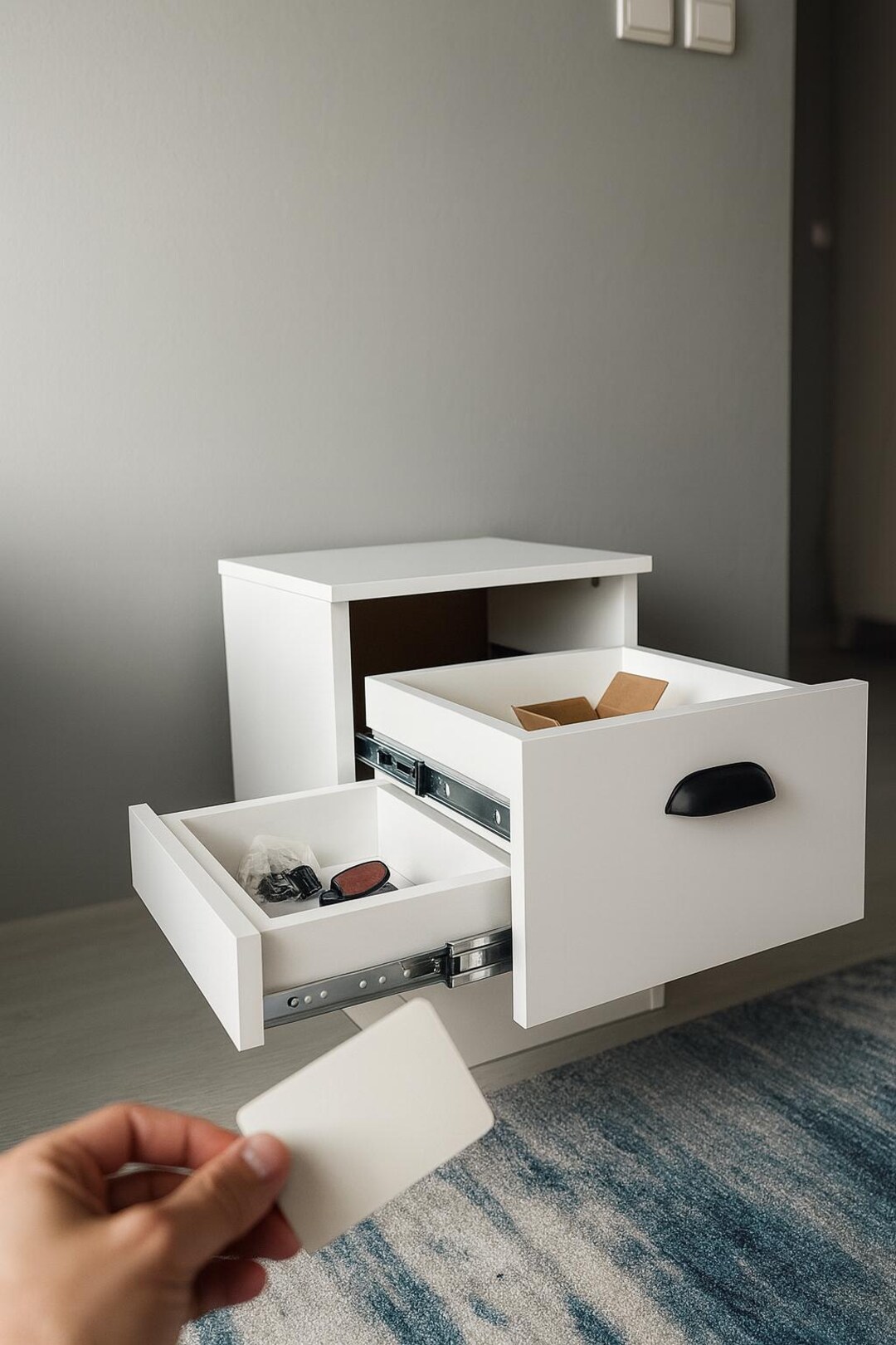 MDF Nightstand With Hidden Compartment, Electronic Lock Drawer ...