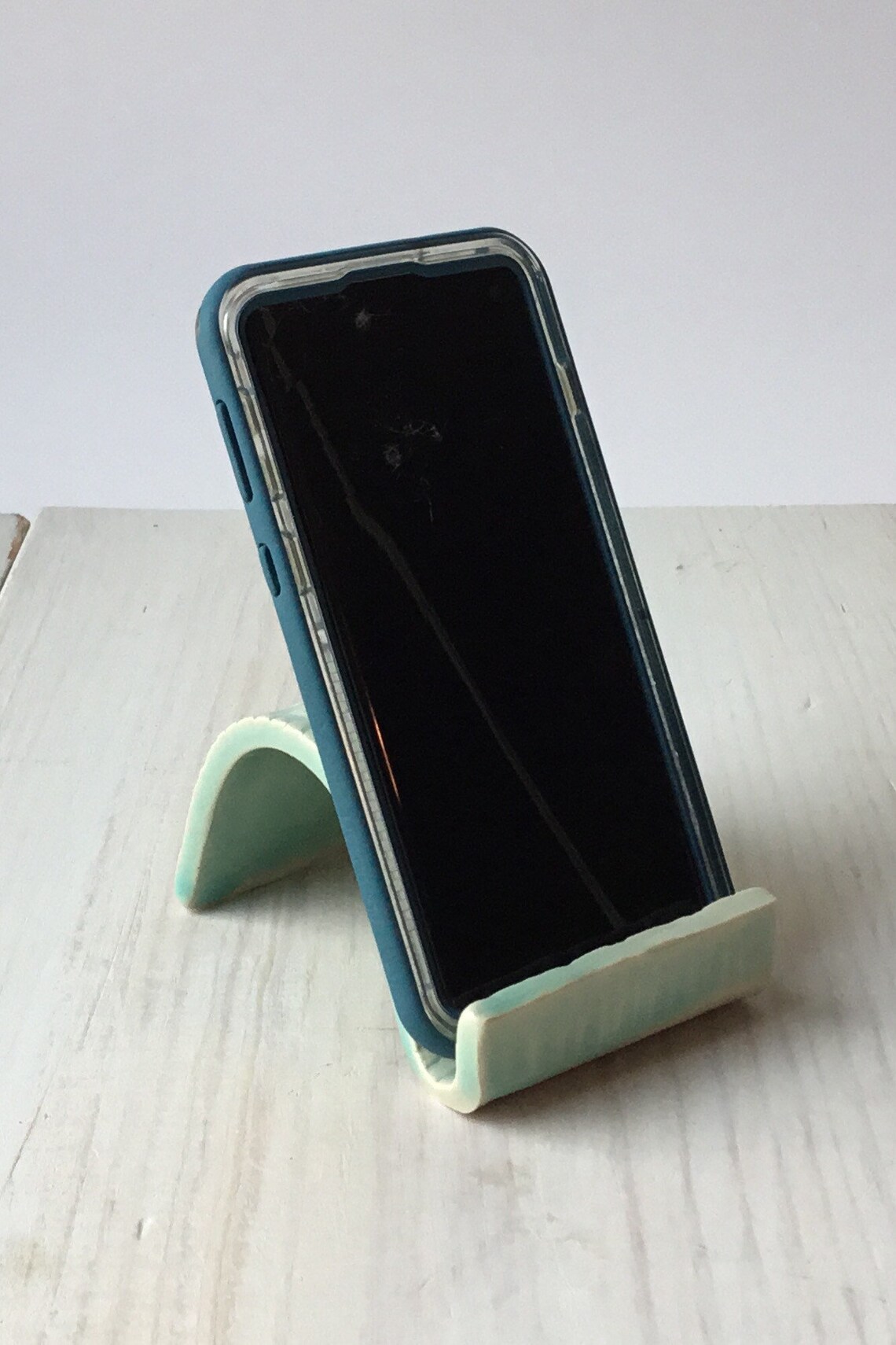 Mint Ceramic Cell Phone Holder desk organizer Etsy